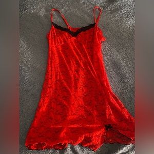 Vintage red lace slip dress